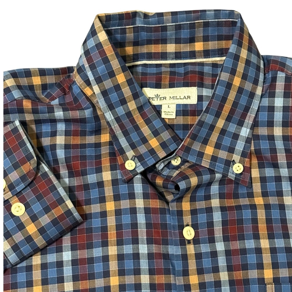 Peter Millar Mens Large Plaid Button Down Long‎ Sleeve Shirt